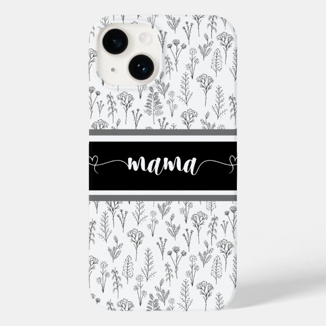 Black and white Iphone Case for Mama (Back)