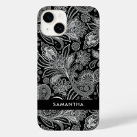 Black and White Islamic Motive  Paisley Pattern