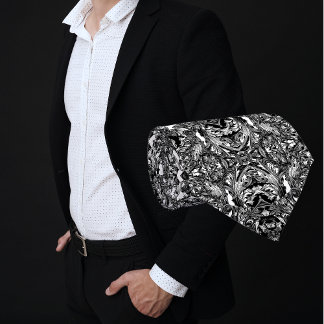 BLACK AND WHITE ITALIAN BAROQUE PRINT MEN'S TIE
