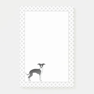 Black And White Italian Greyhound Dog With Paws Post-it Notes
