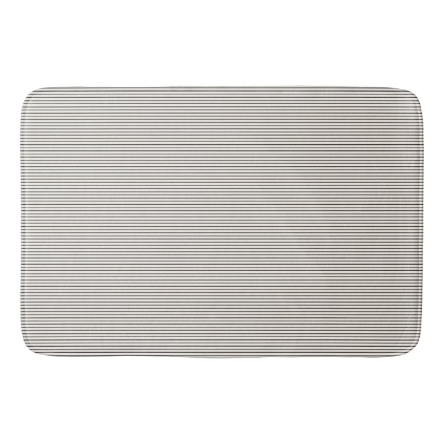 Black and White Ivory Stripes Pattern Retro  Bath Mat (Front)