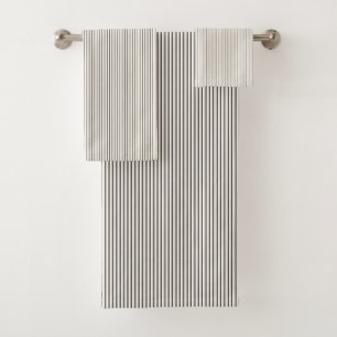 Black and White Ivory Stripes Pattern Retro  Bath Towel Set