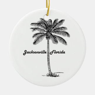 Black and White Jacksonville & Palm design Ceramic Ornament