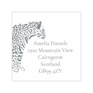 Black and White Jaguar Illustration Return address Self-inking Stamp