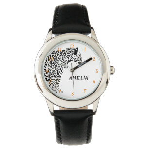 Black and White Jaguar Illustration Watch