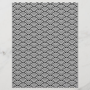 Black and white Japaneese wave scrapbook paper