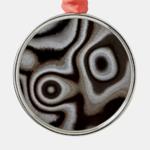 Black and white Jasper stone Metal Ornament