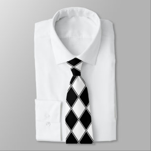Black and White Jester Harlequin Tie