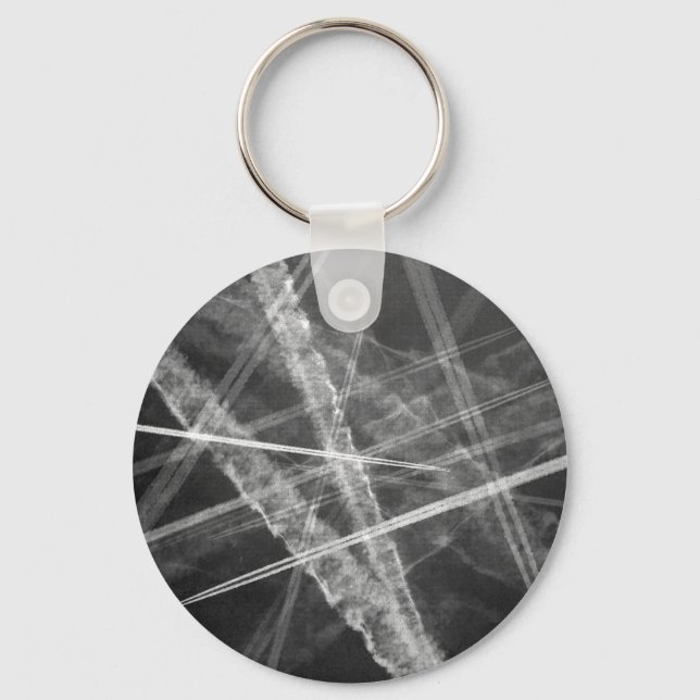 Black and white Jet Trails Keychain (Front)