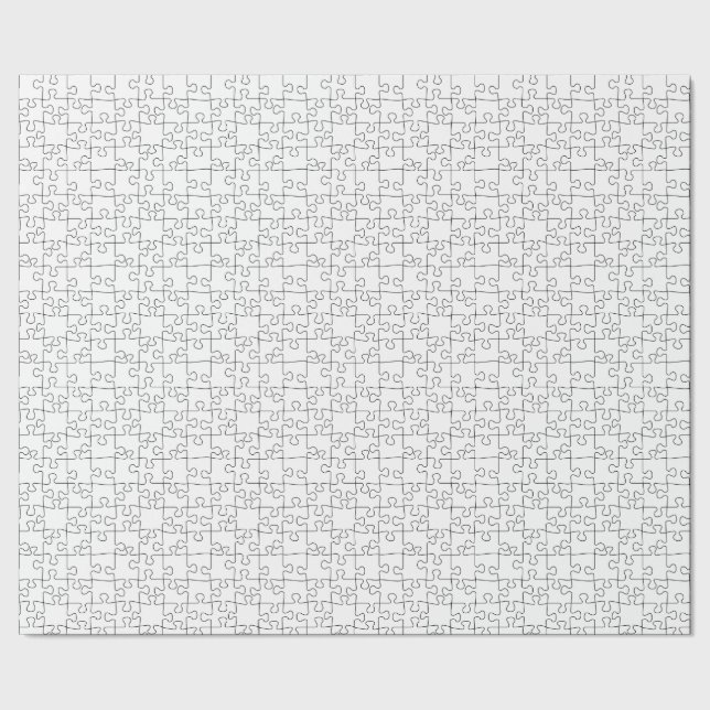 Black and white jigsaw puzzle repeating pattern wrapping paper (Seam)