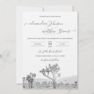 Black and white Joshua Tree Wedding Invitation