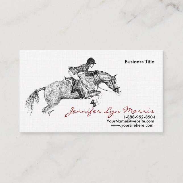 Black and White Jumer Horse Business Card (Front)