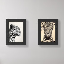 "Black and White Jungle Cats - Optical Illusion Wa