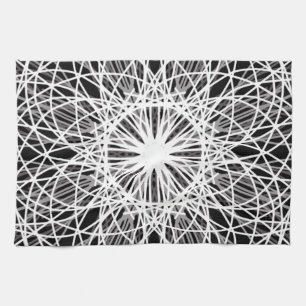 Black and White Kaleidoscope Flower Star Kitchen Towel