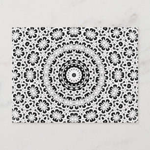Black and White Kaleidoscope Pattern II Announcement Postcard