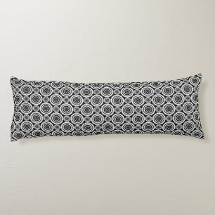 Black and White Kaleidoscope Pattern Modern Art Body Pillow