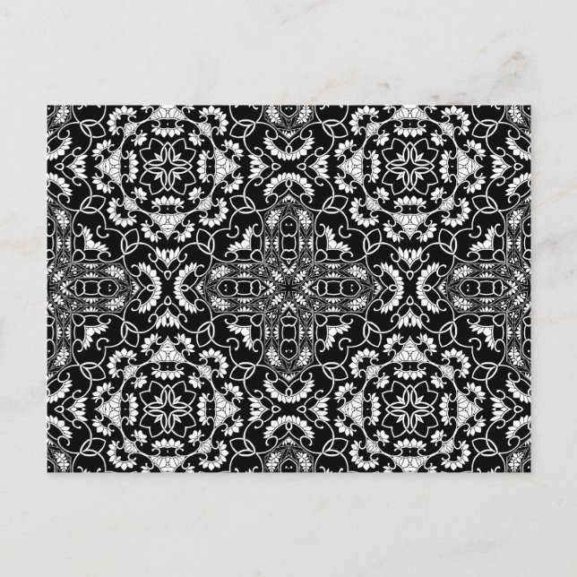 Black and white Kaleidoscope Postcard (Front)