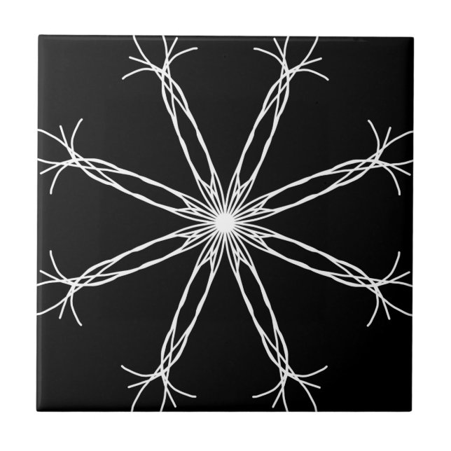 Black and White Kaleidoscope Star Tile (Front)