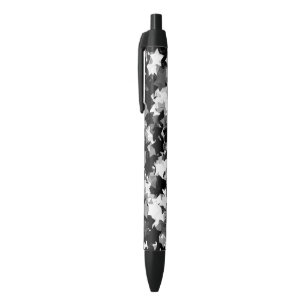 Black and White Kawaii Stars Background Black Ink Pen