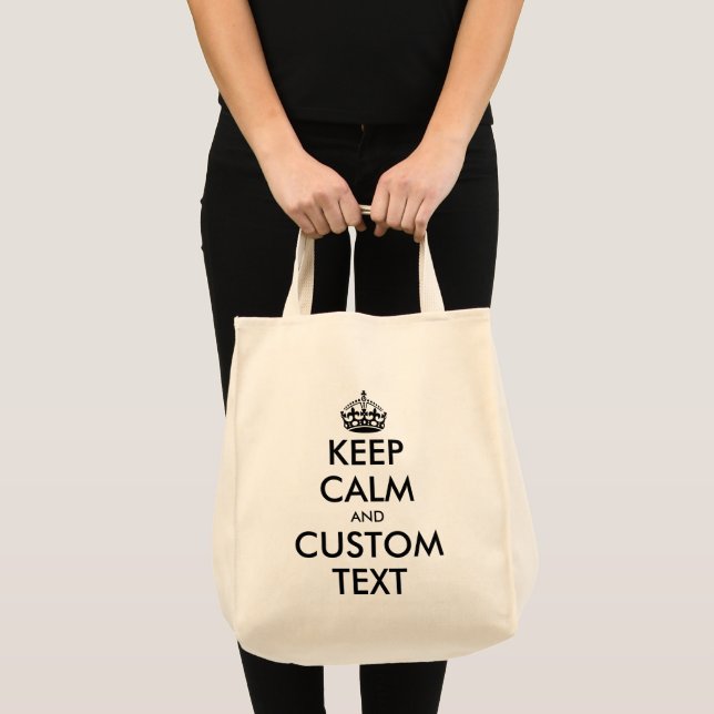 Black and white Keep Calm grocery tote bag (Front (Product))
