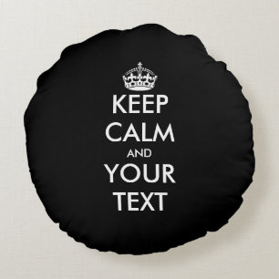 Black and white keep calm text round throw pillow