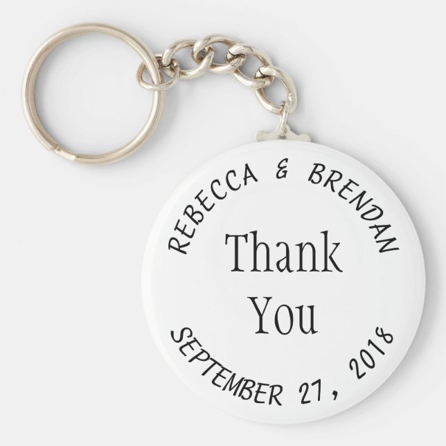 Black and White Key Chain Rings Wedding Text (Front)