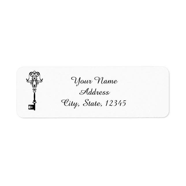 Black and White Key Wedding Label (Front)