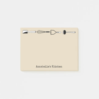 Black and White Kitchen Utensils Personalize Post-it Notes