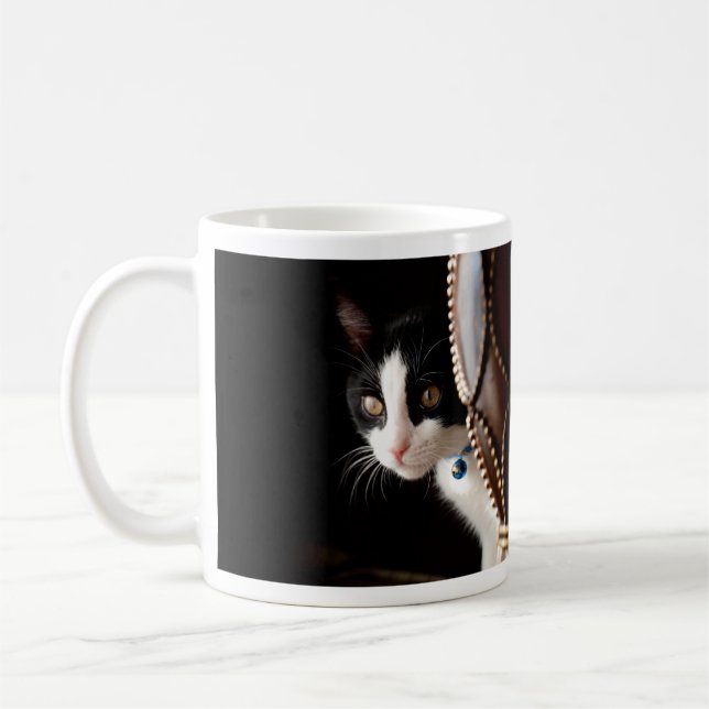 Black and White Kitten Coffee Mug (Left)