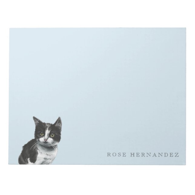 Black and White Kitten Drawing Notepad (Front)