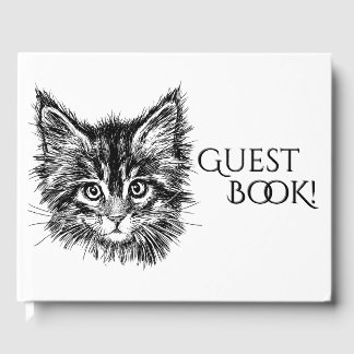 Black and White Kitten Face Guest Book