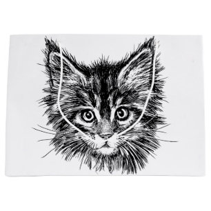 Black and White Kitten Face Large Gift Bag