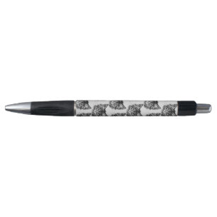 Black and White Kitten Face on Grey Pen