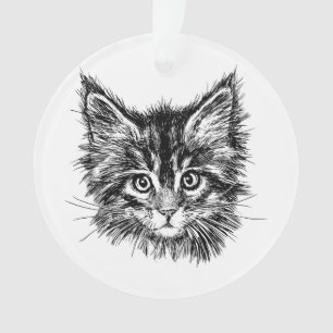 Black and White Kitten Face Ornament