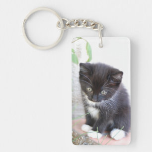 Black and White Kitten Keychain