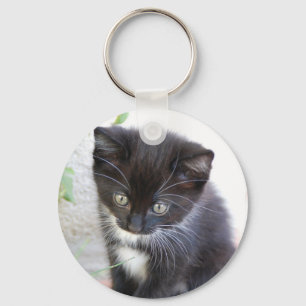 Black and White Kitten Keychain