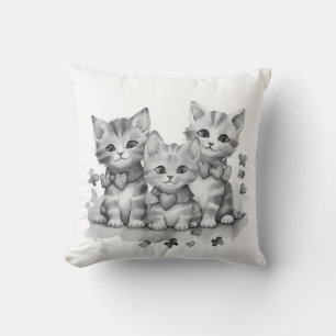 Black and white kittens throw pillow