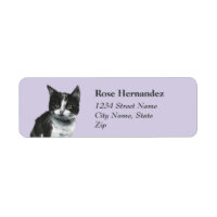 Black and White Kitty Cat Adresse de retour