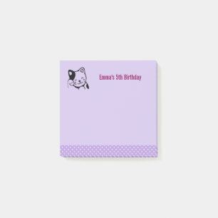 Black and White Kitty Cat Waving Hello Birthday Post-it Notes