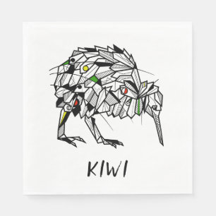 Black and white kiwi bird napkin