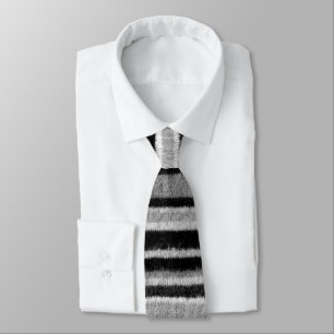 black and white knitted stripes vintage pattern tie