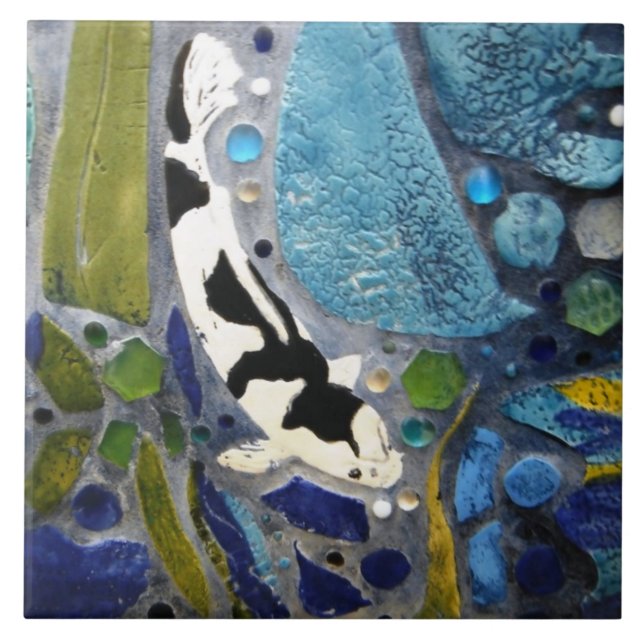Black and White Koi Tile (Front)