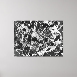 BLACK AND WHITE L V - Action painting -Abstract- Canvas Print