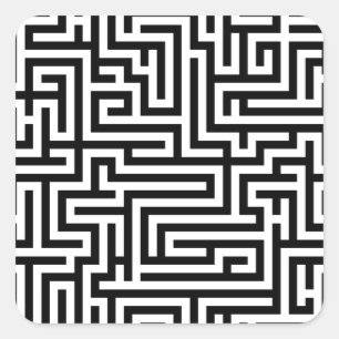 Black and white labyrinth maze square sticker