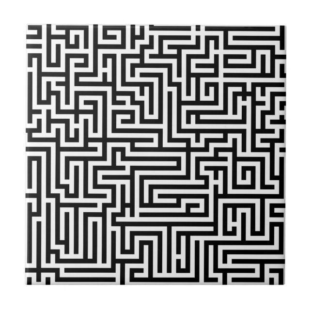 Black and white labyrinth maze tile (Front)