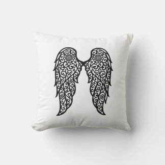 Black and White Lace Archangel Wings – Elegant Ang Throw Pillow