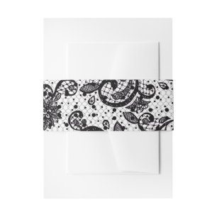 Black and White Lace Belly Band Invitation Belly Band