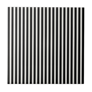 Black and White Lace Cap Cabana Stripe Pattern Tile