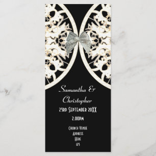 Black and white lace damask church wedding program