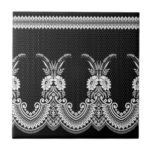 Black And white Lace Ornaments 1 Tile